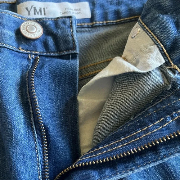 YMI High Rise Wide Leg Double Cargo Jeans Size‎ 5 - Picture 7 of 16